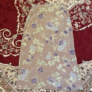 Floral Pencil Skirt in Purple and Cream